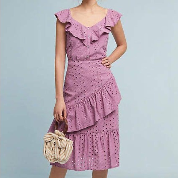 Anthropologie Dresses & Skirts - ❤️DOLAN Purple Eyelet Cotton Midi Skirt